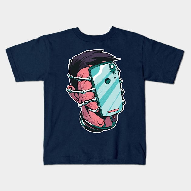 Facehugger Cyborg Alien Smartphone Kids T-Shirt by HBfunshirts